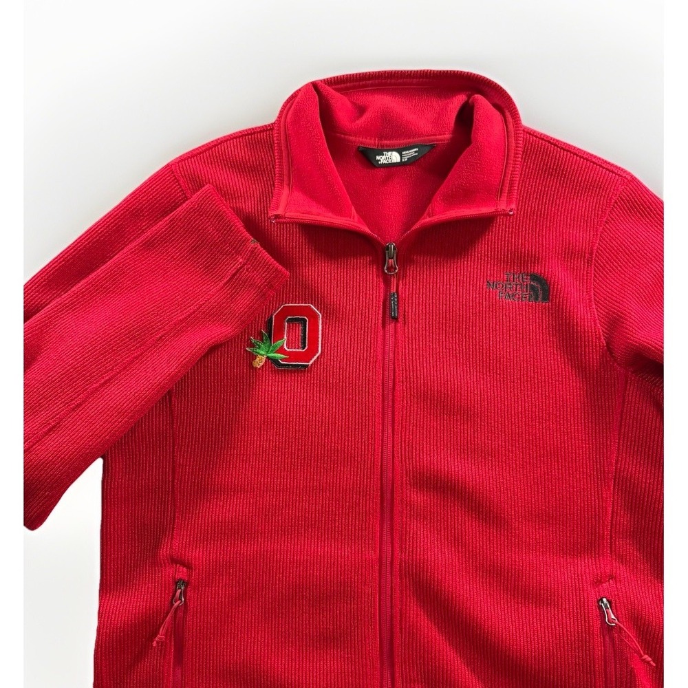 The North Face Jacket Mens Small Red Fleece Ohio State Buckeyes Full Zip Outdoor